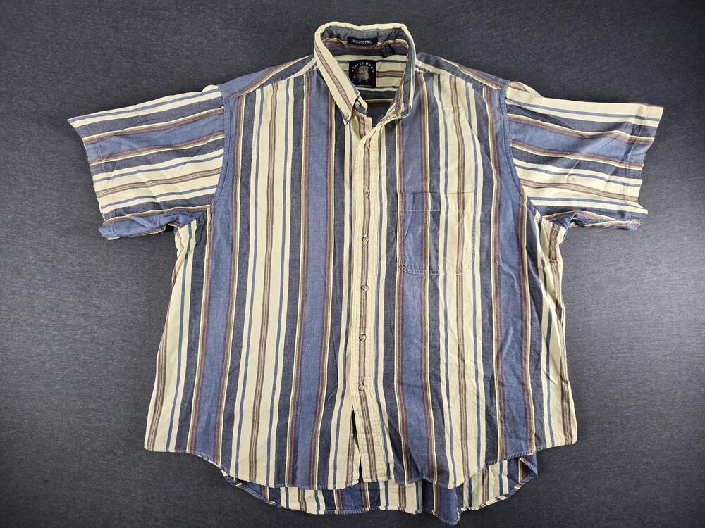 GANT Shirt Mens Big 2X Blue Stripe Short Sleeve Button Up Salty Dog Twill Casual